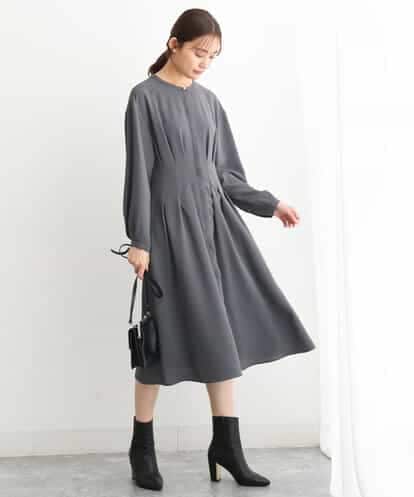 FKEJS38190 MK MICHEL KLEIN ウエストタックデザインツイルワンピース/洗える