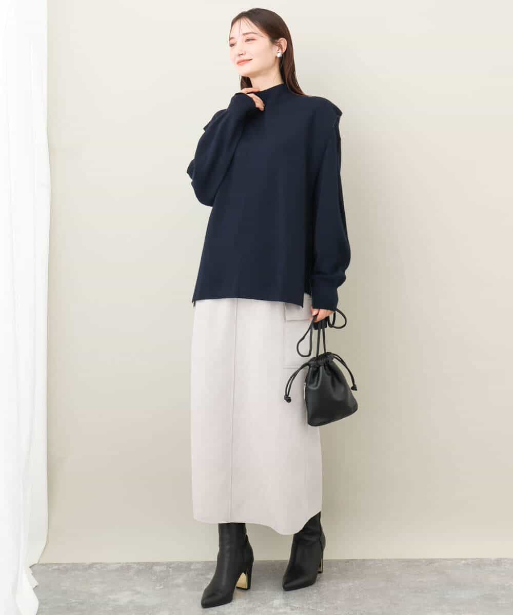 FKFAA42180 MK MICHEL KLEIN(MK ミッシェルクラン) 配色ニットベスト×クルーネックニット ツインセット/洗える グレー