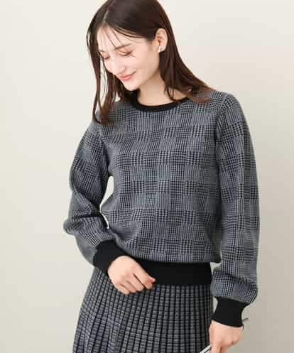 FKFAA46160 MK MICHEL KLEIN グレンチェックジャガードニット/洗える