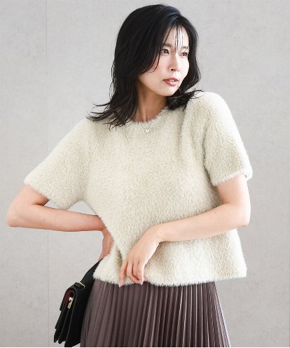FKFAD30120 MK MICHEL KLEIN 半袖シャギーニット/洗える