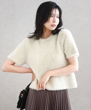 FKFAD30120 MK MICHEL KLEIN(MK ミッシェルクラン) 半袖シャギーニット/洗える ベージュ