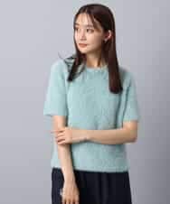 FKFAD30120 MK MICHEL KLEIN(MK ミッシェルクラン) 半袖シャギーニット/洗える ミントブルー