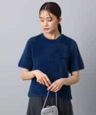 FKFAD30120 MK MICHEL KLEIN(MK ミッシェルクラン) 半袖シャギーニット/洗える ブルー