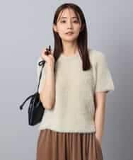FKFAD30120 MK MICHEL KLEIN(MK ミッシェルクラン) 半袖シャギーニット/洗える ベージュ