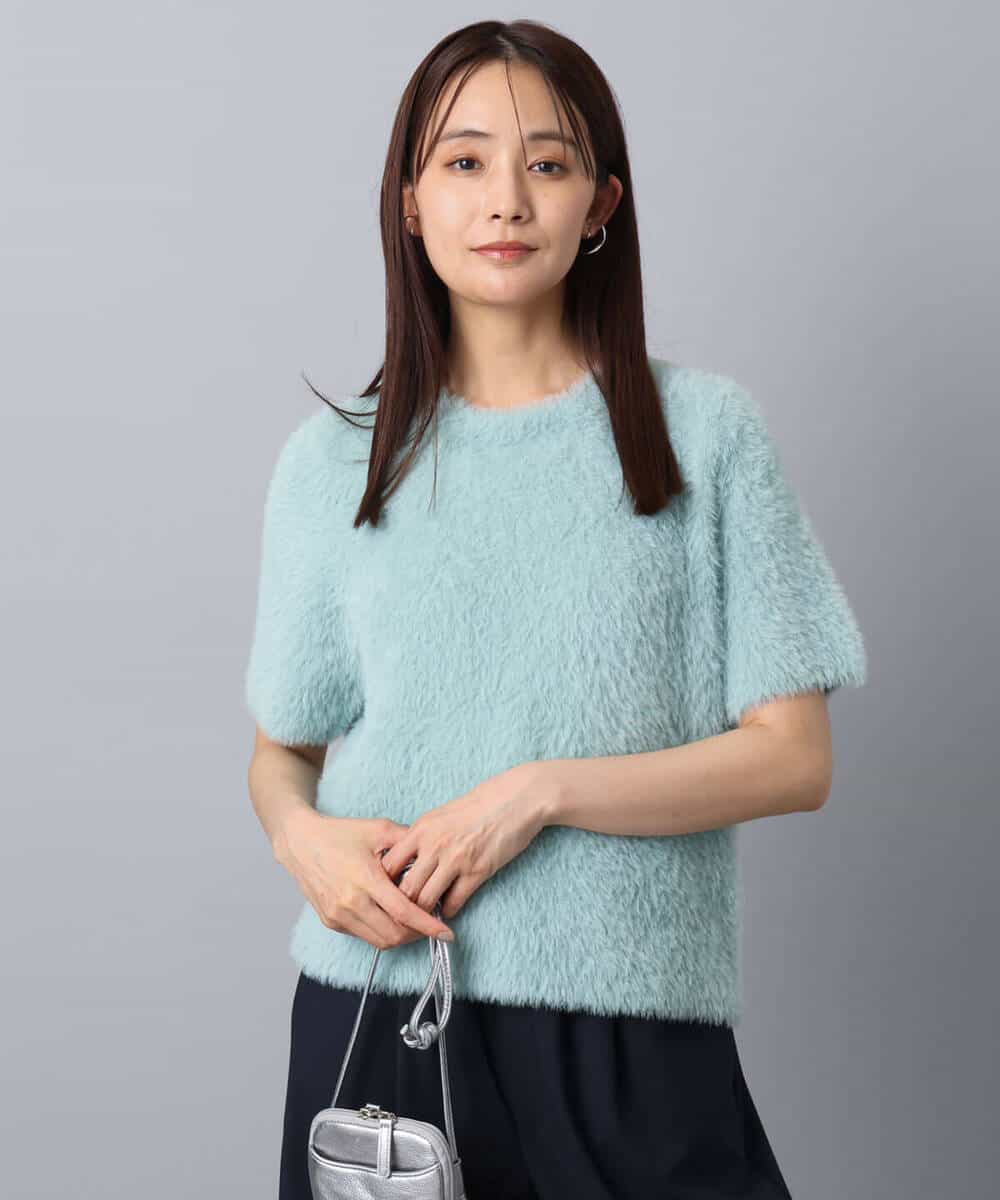 FKFAD30120 MK MICHEL KLEIN(MK ミッシェルクラン) 半袖シャギーニット/洗える ベージュ