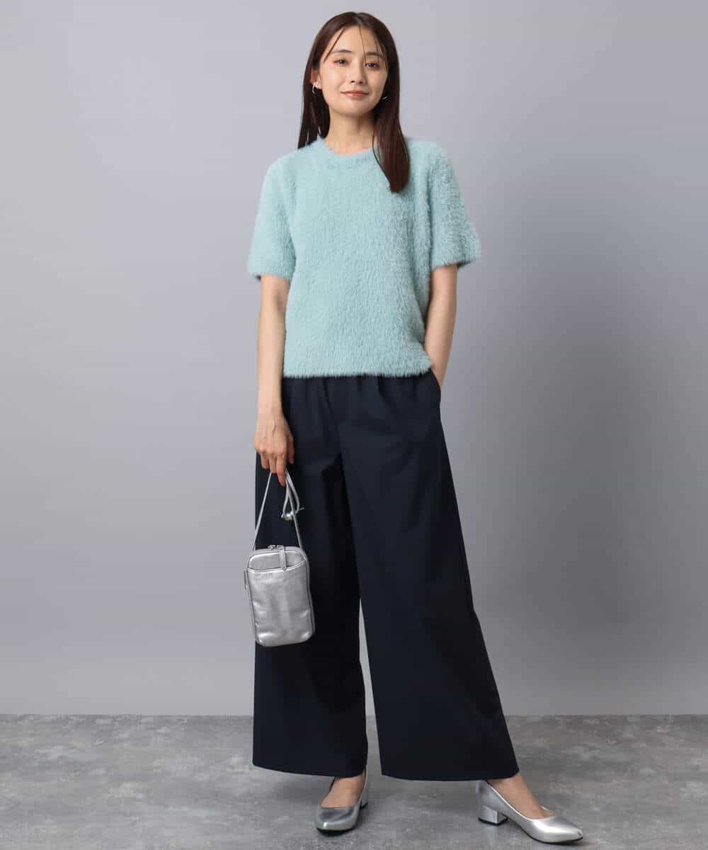 FKFAD30120 MK MICHEL KLEIN(MK ミッシェルクラン) 半袖シャギーニット/洗える ベージュ