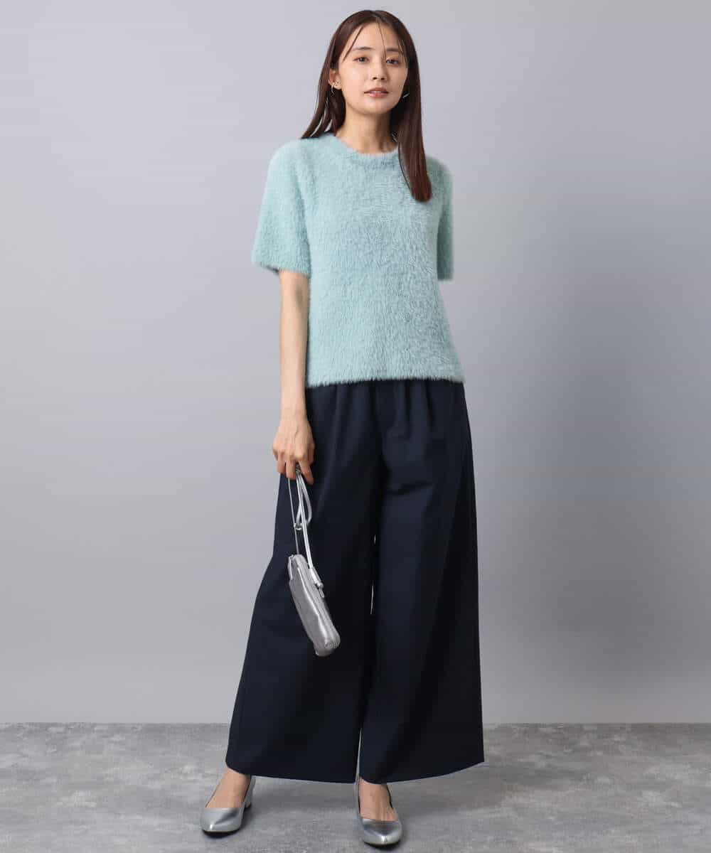 FKFAD30120 MK MICHEL KLEIN(MK ミッシェルクラン) 半袖シャギーニット/洗える ベージュ