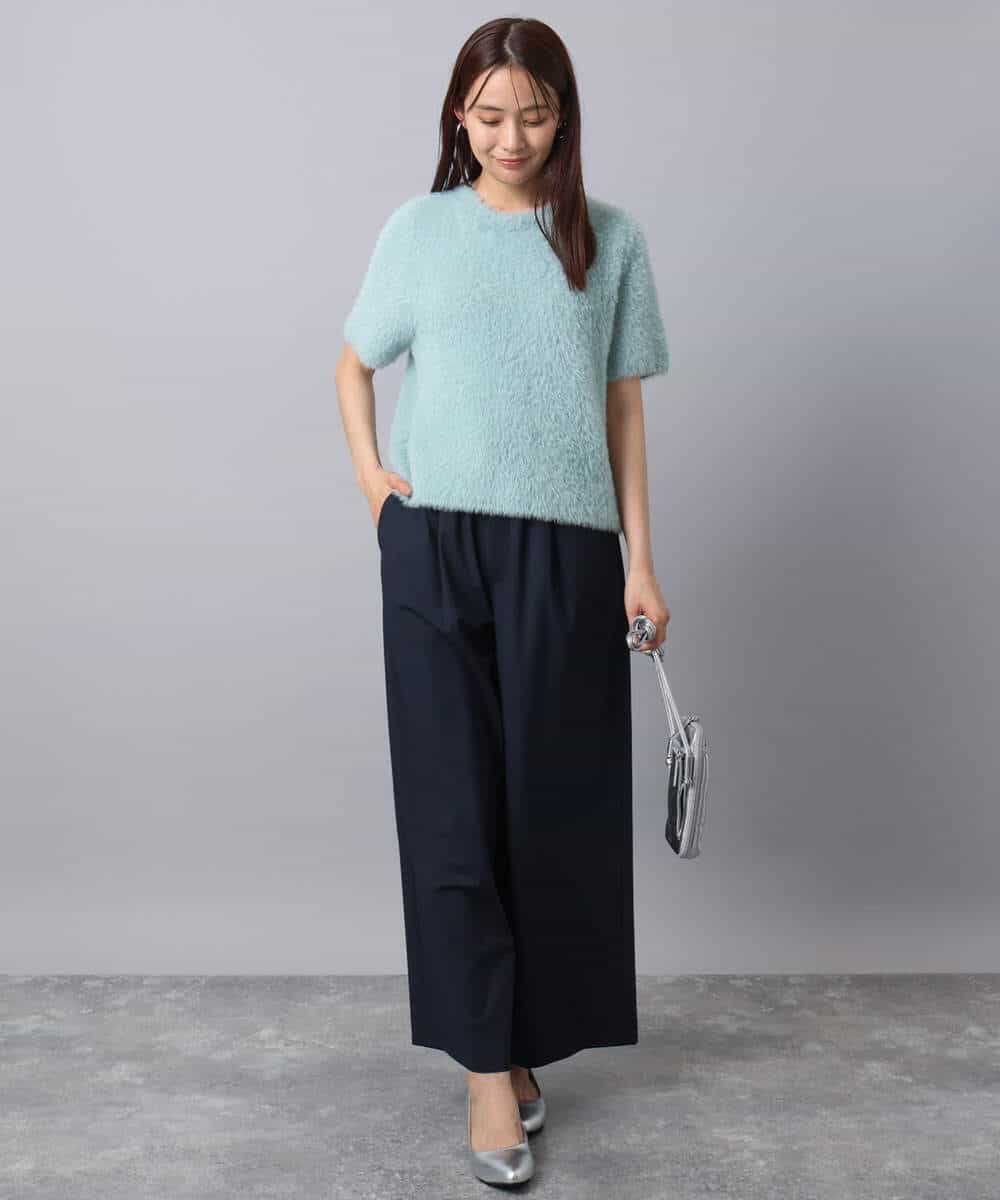 FKFAD30120 MK MICHEL KLEIN(MK ミッシェルクラン) 半袖シャギーニット/洗える ベージュ