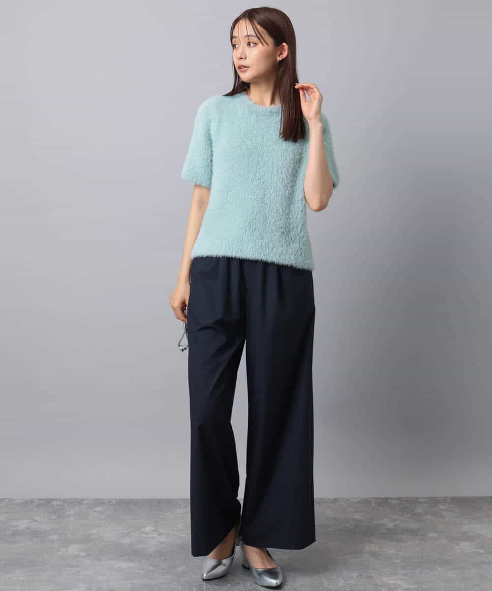 FKFAD30120 MK MICHEL KLEIN(MK ミッシェルクラン) 半袖シャギーニット/洗える ベージュ