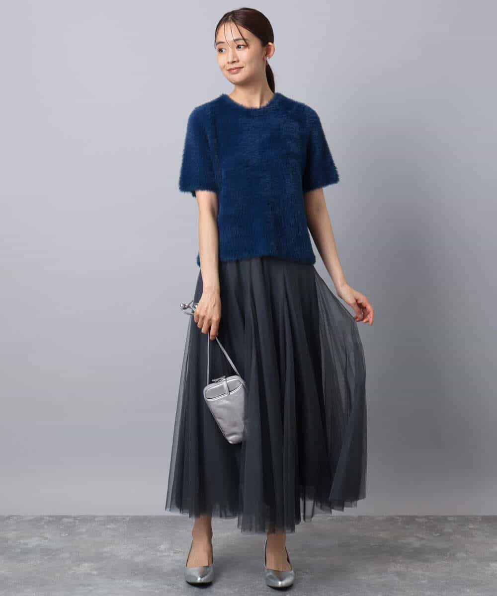 FKFAD30120 MK MICHEL KLEIN(MK ミッシェルクラン) 半袖シャギーニット/洗える ベージュ