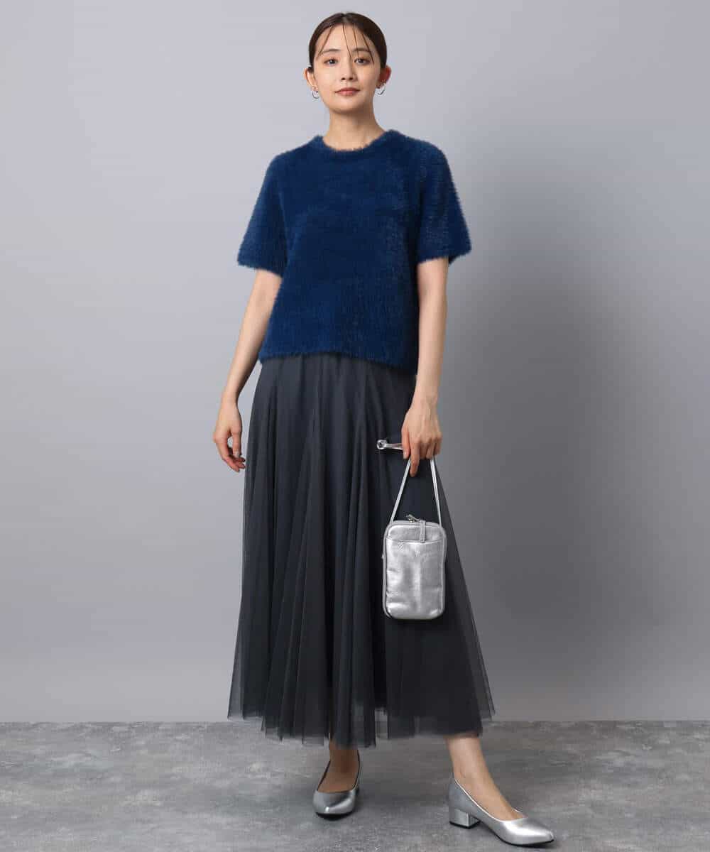 FKFAD30120 MK MICHEL KLEIN(MK ミッシェルクラン) 半袖シャギーニット/洗える ベージュ