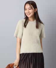 FKFAD30120 MK MICHEL KLEIN(MK ミッシェルクラン) 半袖シャギーニット/洗える ベージュ
