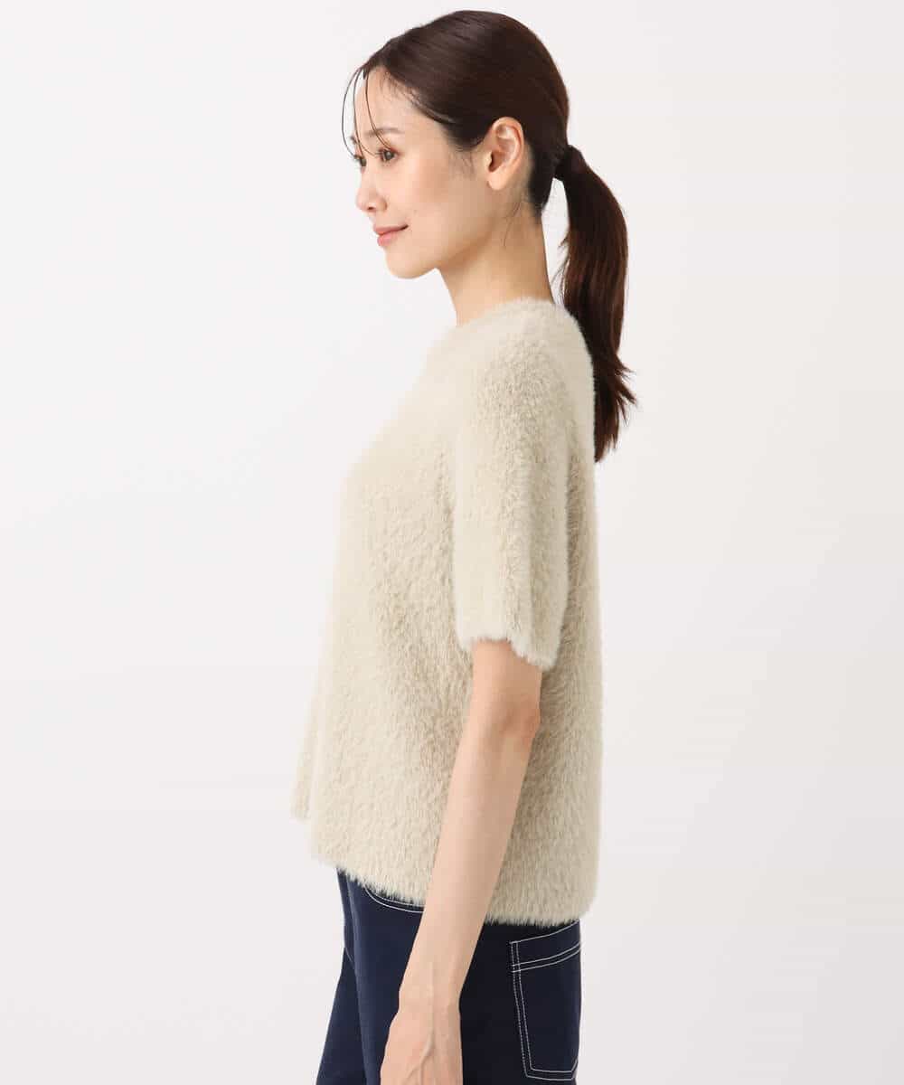 FKFAD30120 MK MICHEL KLEIN(MK ミッシェルクラン) 半袖シャギーニット/洗える ベージュ