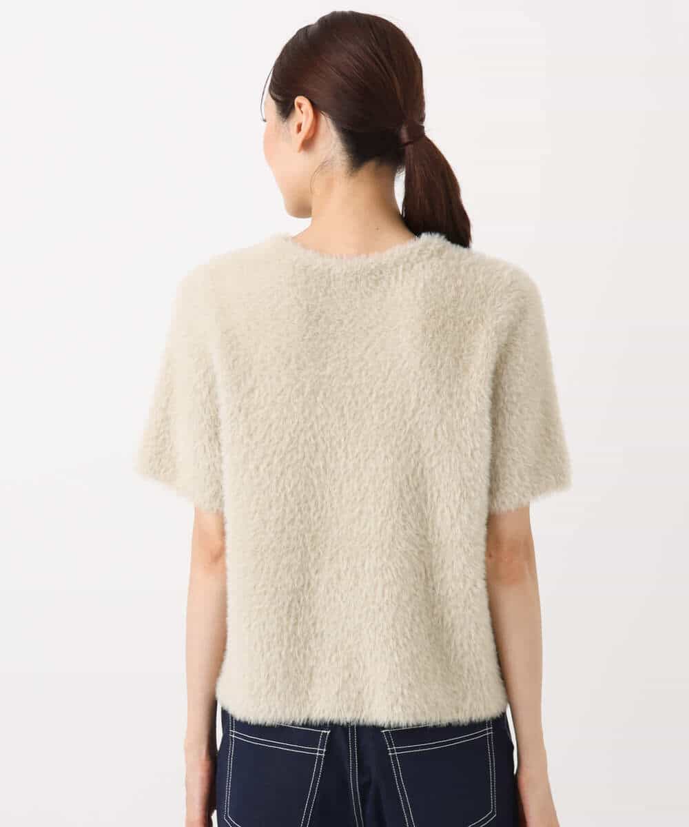 FKFAD30120 MK MICHEL KLEIN(MK ミッシェルクラン) 半袖シャギーニット/洗える ベージュ