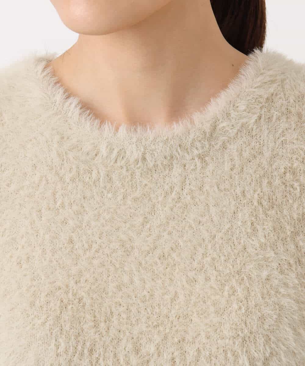 FKFAD30120 MK MICHEL KLEIN(MK ミッシェルクラン) 半袖シャギーニット/洗える ベージュ