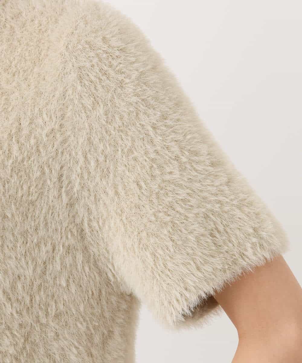 FKFAD30120 MK MICHEL KLEIN(MK ミッシェルクラン) 半袖シャギーニット/洗える ベージュ