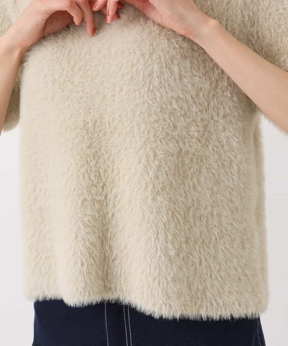 FKFAD30120 MK MICHEL KLEIN(MK ミッシェルクラン) 半袖シャギーニット/洗える ベージュ