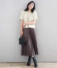 FKFAD30120 MK MICHEL KLEIN(MK ミッシェルクラン) 半袖シャギーニット/洗える ベージュ