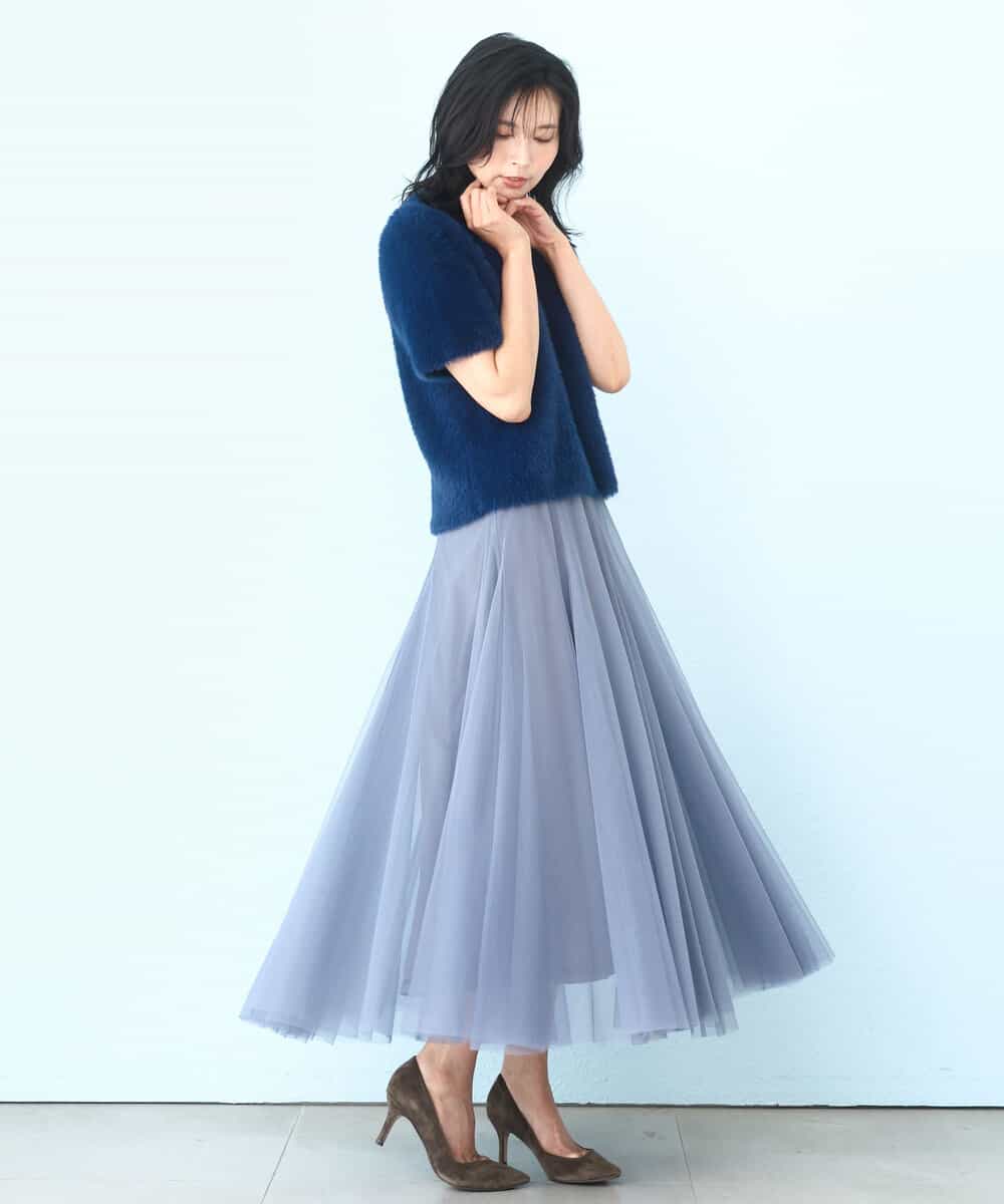 FKFAD30120 MK MICHEL KLEIN(MK ミッシェルクラン) 半袖シャギーニット/洗える ベージュ