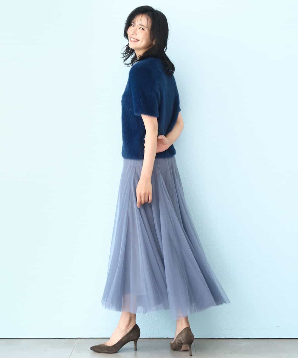 FKFAD30120 MK MICHEL KLEIN(MK ミッシェルクラン) 半袖シャギーニット/洗える ベージュ