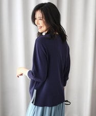 FKFAD32130 MK MICHEL KLEIN(MK ミッシェルクラン) ドルマンスリーブ配色デザインニット/洗える ネイビー