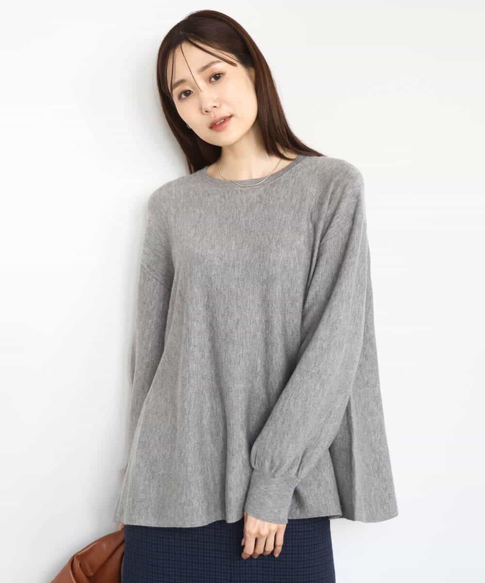 FKFAD40150 MK MICHEL KLEIN(MK ミッシェルクラン) フレアーシルエットチュニックニット/洗える ライトブルー