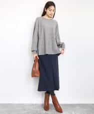 FKFAD40150 MK MICHEL KLEIN(MK ミッシェルクラン) フレアーシルエットチュニックニット/洗える ライトブルー