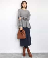 FKFAD40150 MK MICHEL KLEIN(MK ミッシェルクラン) フレアーシルエットチュニックニット/洗える ライトブルー