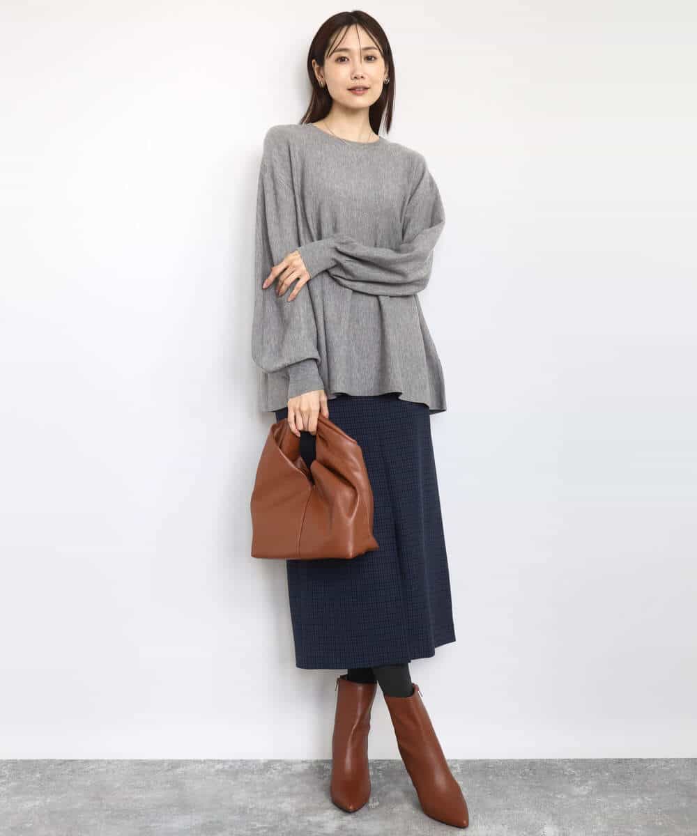 FKFAD40150 MK MICHEL KLEIN(MK ミッシェルクラン) フレアーシルエットチュニックニット/洗える ライトブルー