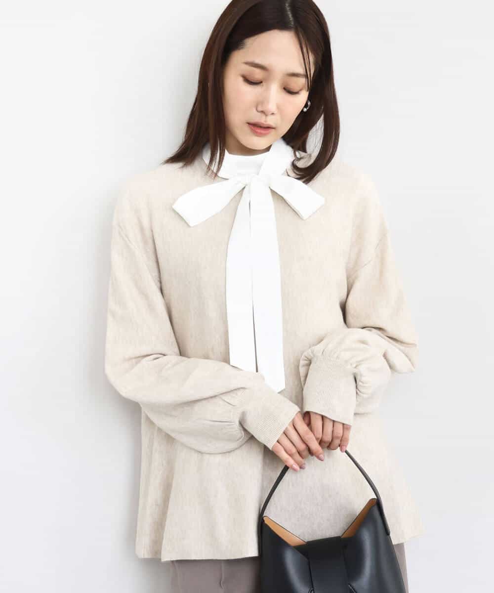 FKFAD40150 MK MICHEL KLEIN(MK ミッシェルクラン) フレアーシルエットチュニックニット/洗える ライトブルー