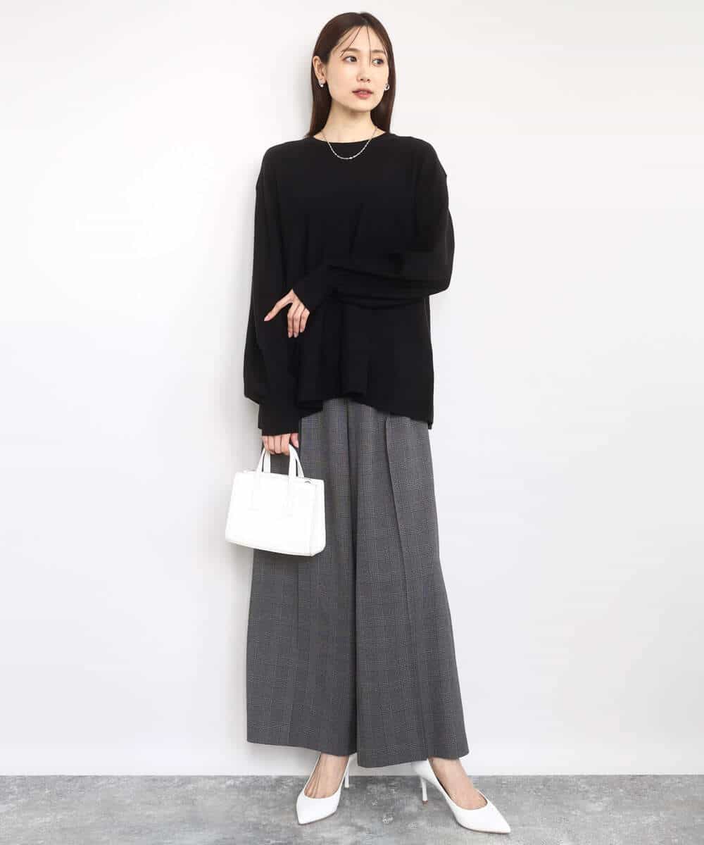 FKFAD40150 MK MICHEL KLEIN(MK ミッシェルクラン) フレアーシルエットチュニックニット/洗える ライトブルー
