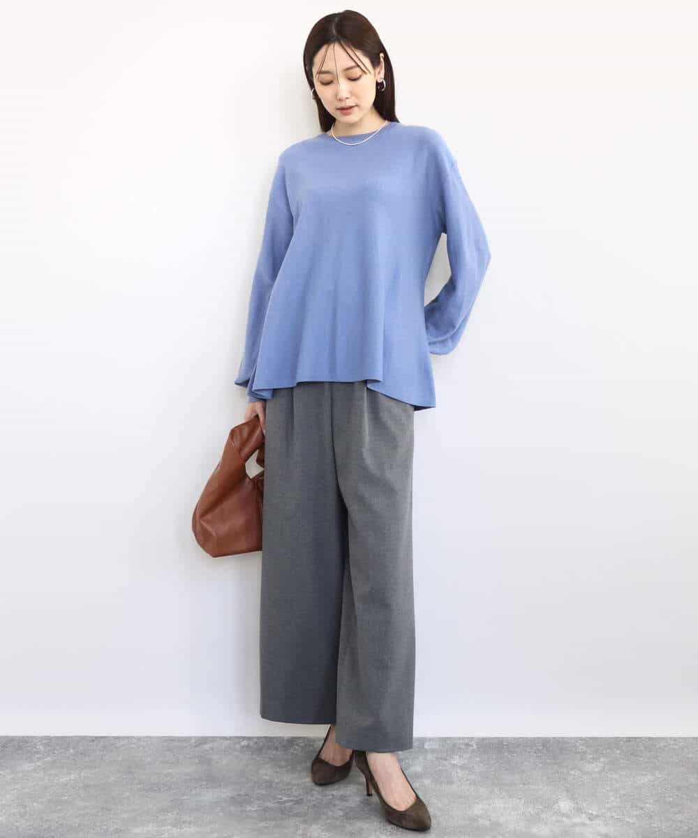 FKFAD40150 MK MICHEL KLEIN(MK ミッシェルクラン) フレアーシルエットチュニックニット/洗える ライトブルー