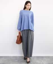 FKFAD40150 MK MICHEL KLEIN(MK ミッシェルクラン) フレアーシルエットチュニックニット/洗える ライトブルー