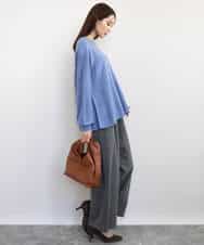 FKFAD40150 MK MICHEL KLEIN(MK ミッシェルクラン) フレアーシルエットチュニックニット/洗える ライトブルー