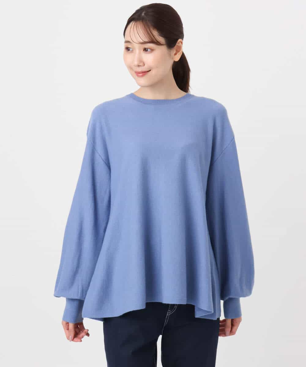 FKFAD40150 MK MICHEL KLEIN(MK ミッシェルクラン) フレアーシルエットチュニックニット/洗える ライトブルー