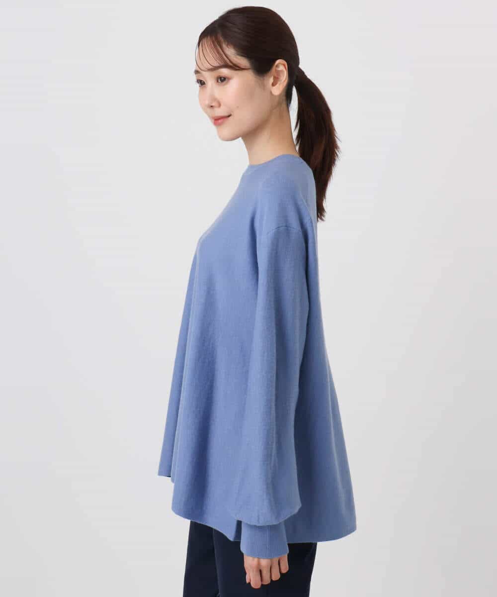 FKFAD40150 MK MICHEL KLEIN(MK ミッシェルクラン) フレアーシルエットチュニックニット/洗える ライトブルー