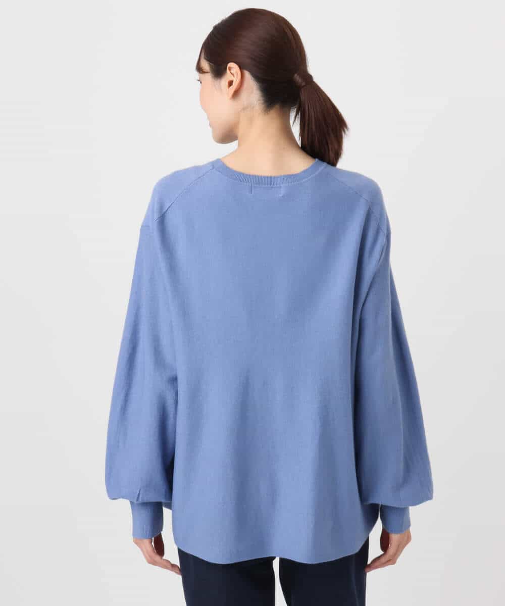 FKFAD40150 MK MICHEL KLEIN(MK ミッシェルクラン) フレアーシルエットチュニックニット/洗える ライトブルー
