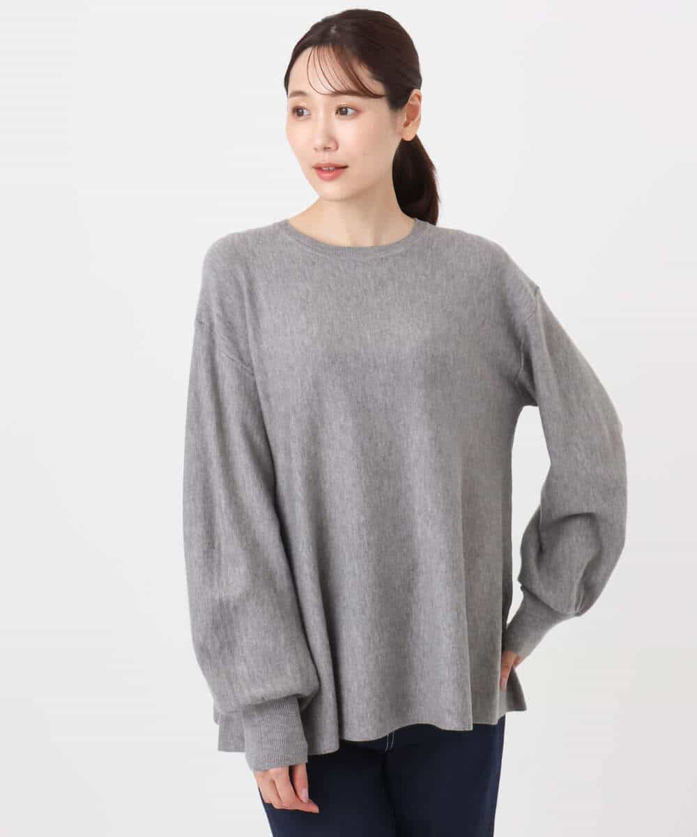 FKFAD40150 MK MICHEL KLEIN(MK ミッシェルクラン) フレアーシルエットチュニックニット/洗える ライトブルー