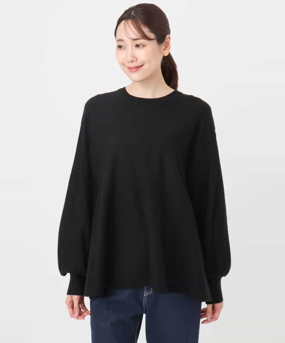 FKFAD40150 MK MICHEL KLEIN(MK ミッシェルクラン) フレアーシルエットチュニックニット/洗える ライトブルー