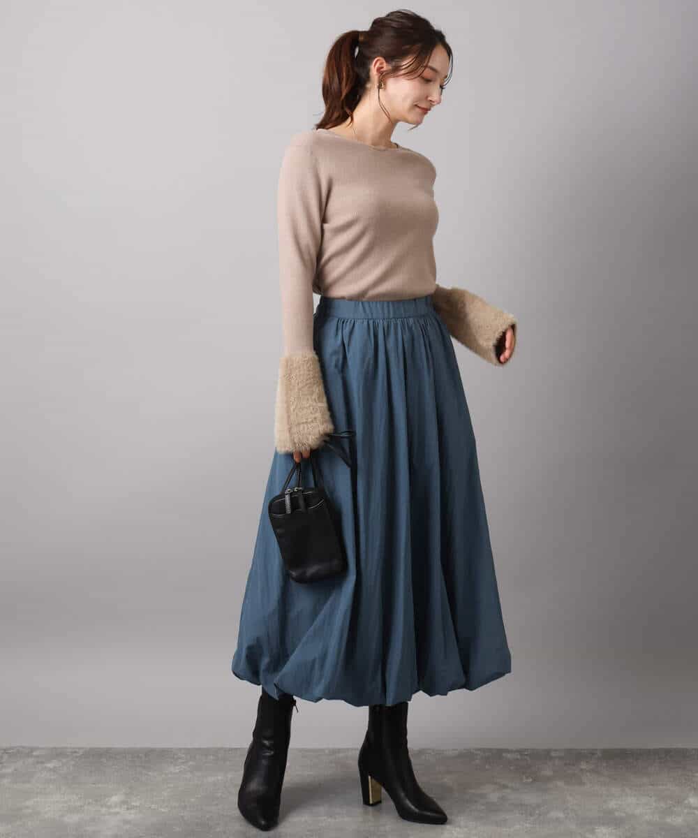 FKFAD41140 MK MICHEL KLEIN(MK ミッシェルクラン) フェザー切替えコンパクトリブニット/洗える ライトイエロー