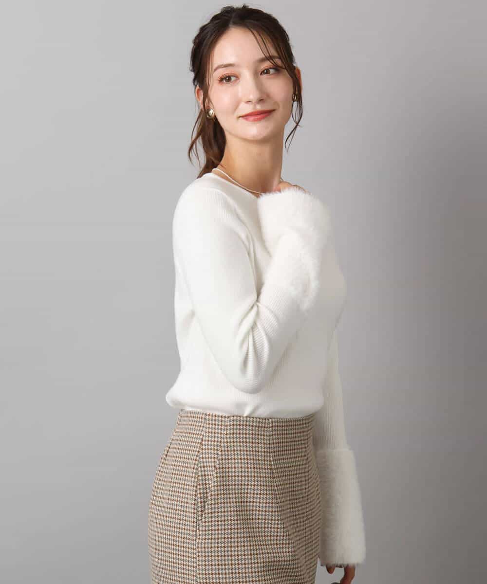 FKFAD41140 MK MICHEL KLEIN(MK ミッシェルクラン) フェザー切替えコンパクトリブニット/洗える ライトイエロー