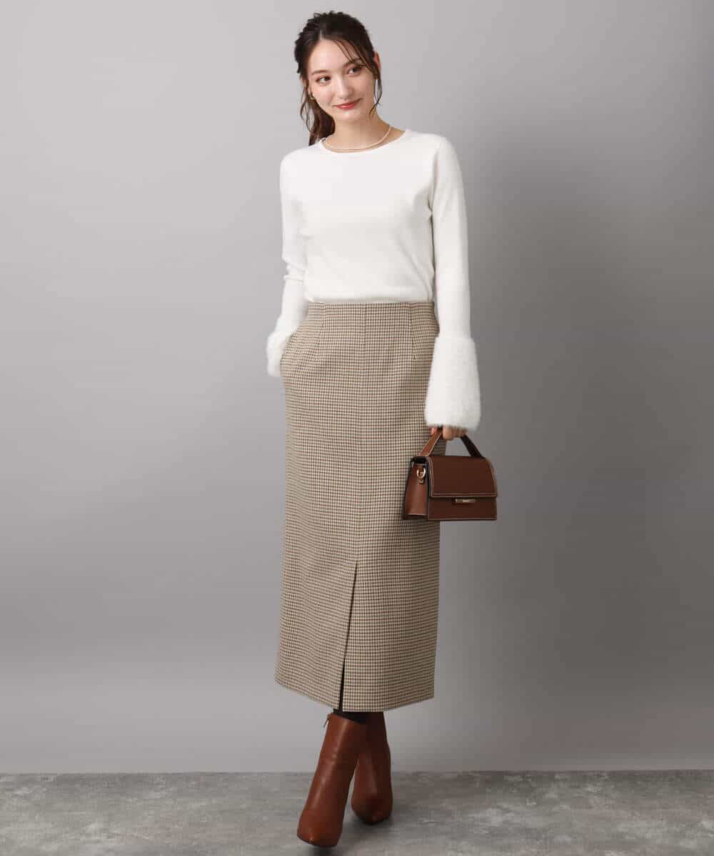 FKFAD41140 MK MICHEL KLEIN(MK ミッシェルクラン) フェザー切替えコンパクトリブニット/洗える ライトイエロー