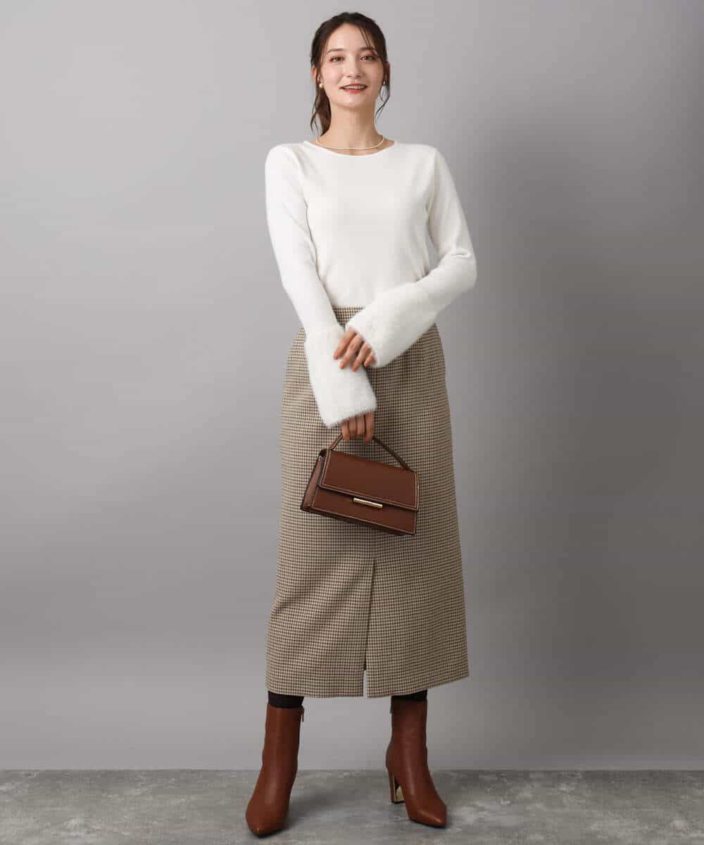 FKFAD41140 MK MICHEL KLEIN(MK ミッシェルクラン) フェザー切替えコンパクトリブニット/洗える ライトイエロー