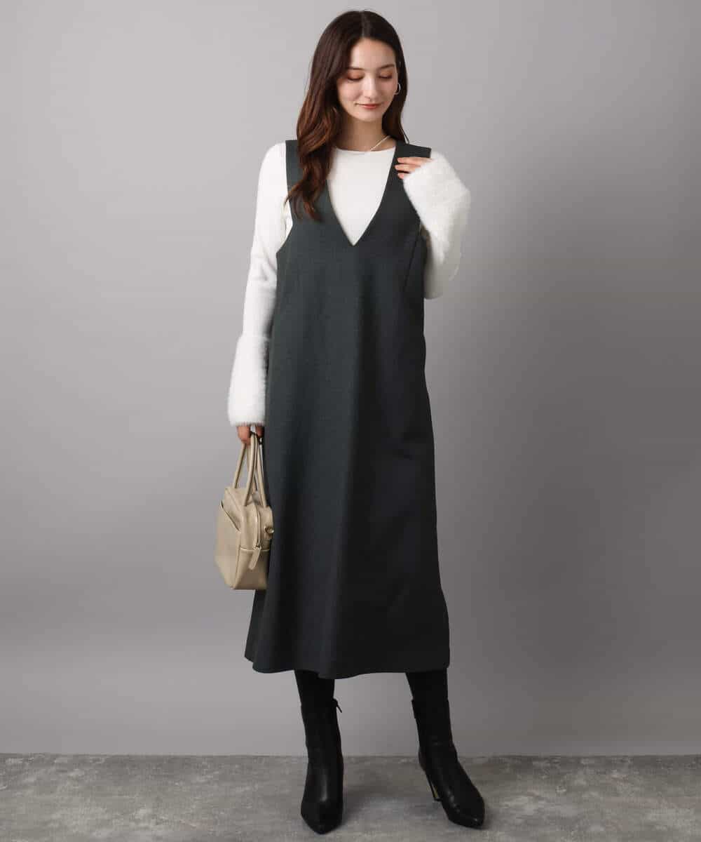FKFAD41140 MK MICHEL KLEIN(MK ミッシェルクラン) フェザー切替えコンパクトリブニット/洗える ライトイエロー