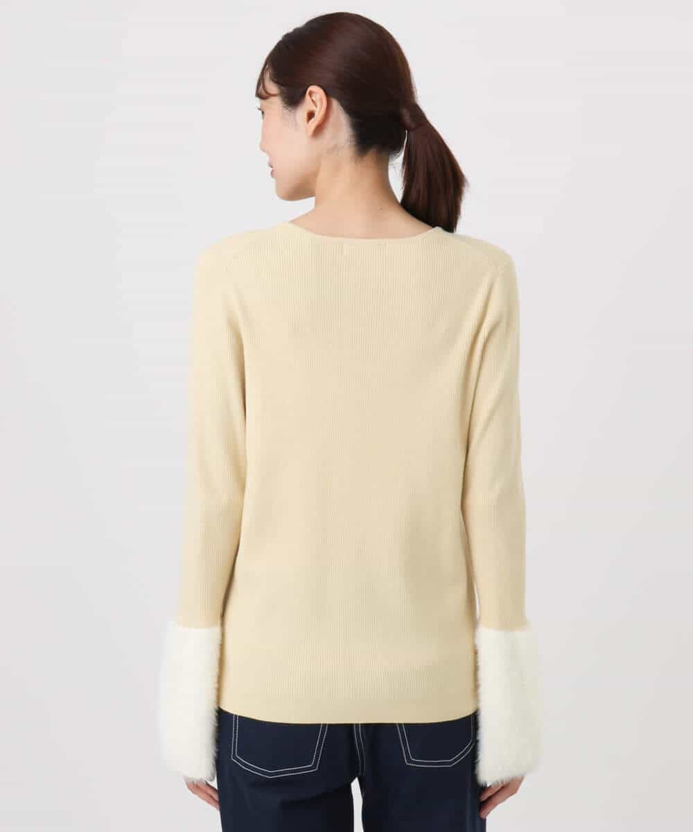 FKFAD41140 MK MICHEL KLEIN(MK ミッシェルクラン) フェザー切替えコンパクトリブニット/洗える ライトイエロー
