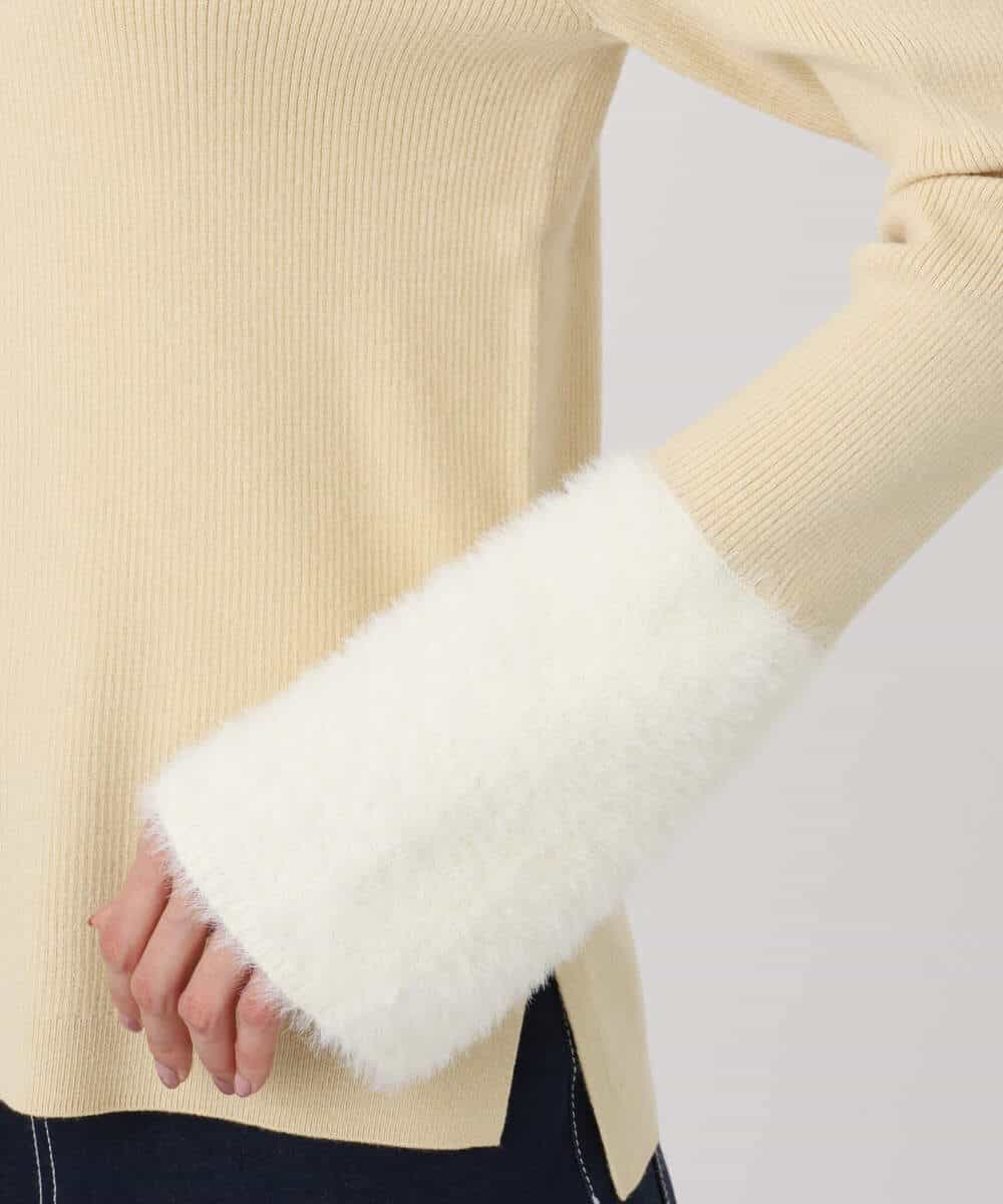 FKFAD41140 MK MICHEL KLEIN(MK ミッシェルクラン) フェザー切替えコンパクトリブニット/洗える ライトイエロー