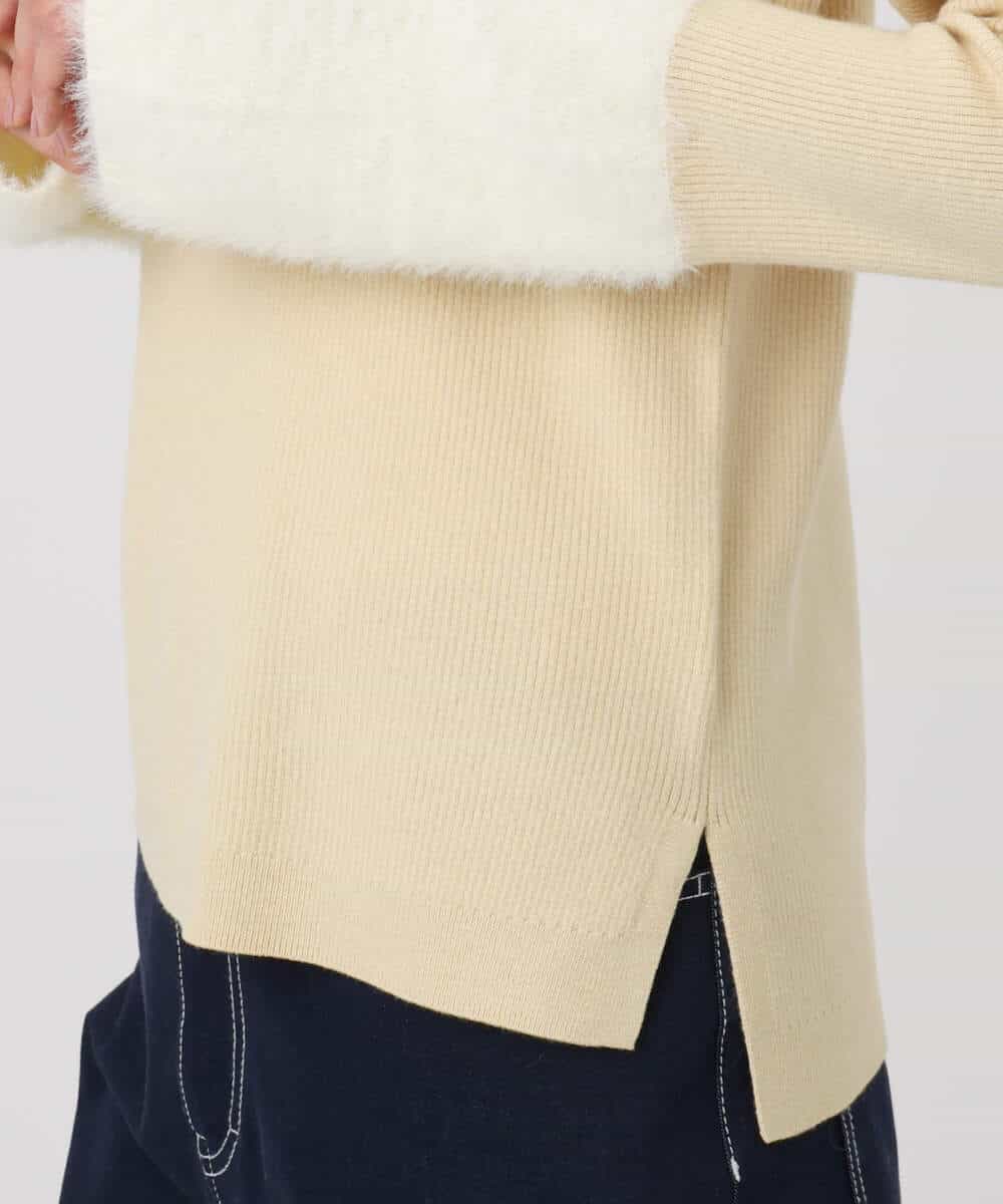 FKFAD41140 MK MICHEL KLEIN(MK ミッシェルクラン) フェザー切替えコンパクトリブニット/洗える ライトイエロー