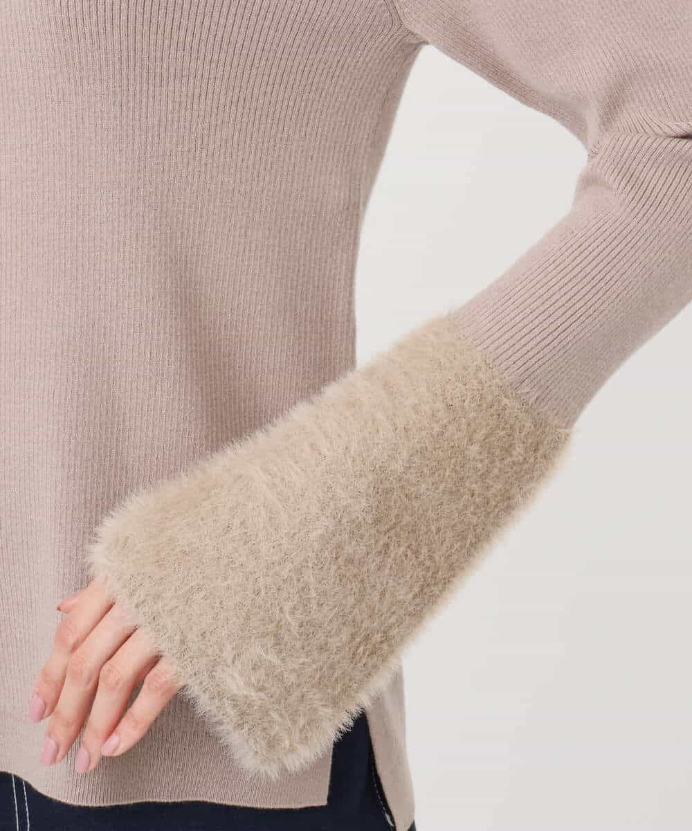 FKFAD41140 MK MICHEL KLEIN(MK ミッシェルクラン) フェザー切替えコンパクトリブニット/洗える ライトイエロー