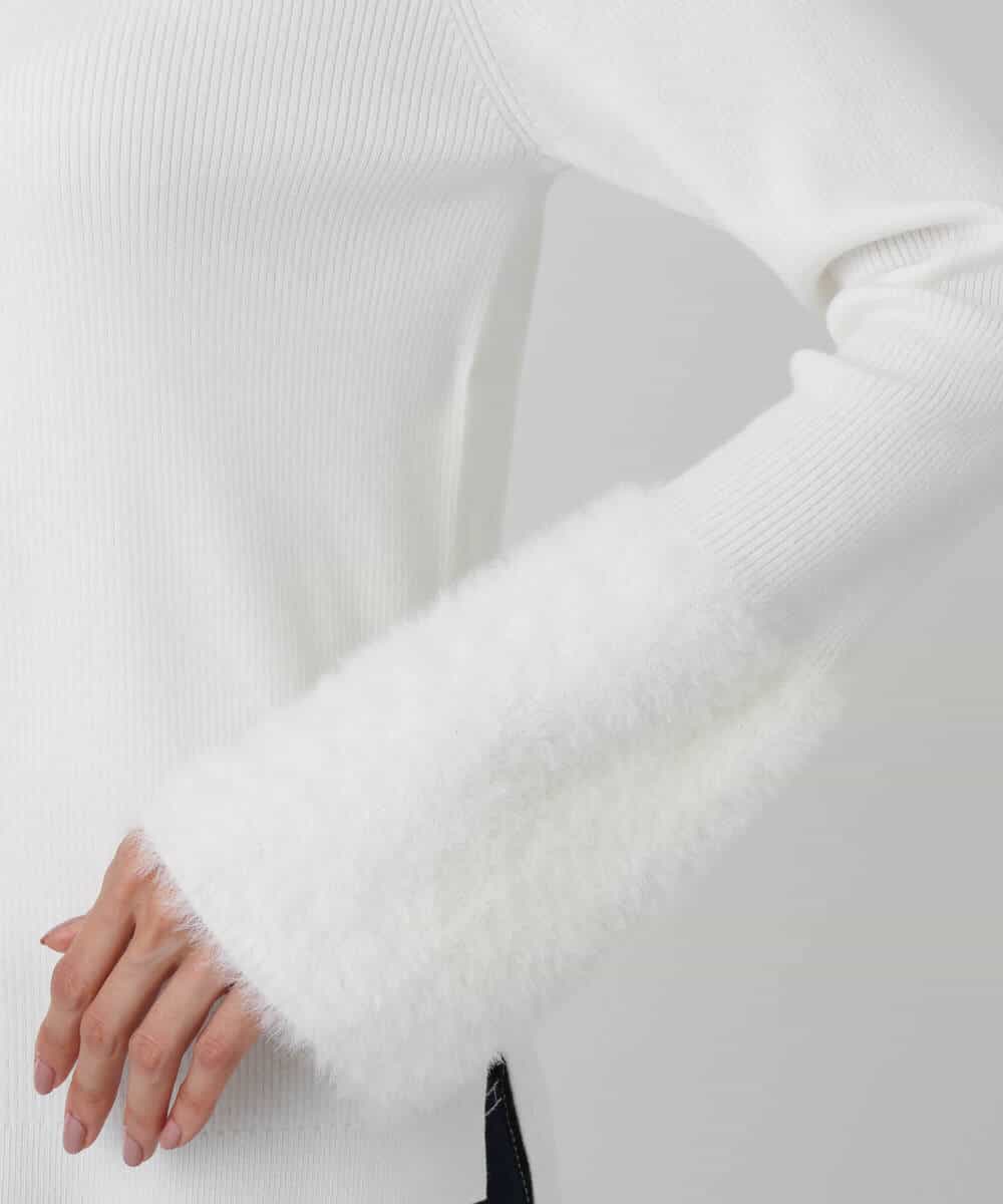 FKFAD41140 MK MICHEL KLEIN(MK ミッシェルクラン) フェザー切替えコンパクトリブニット/洗える ライトイエロー