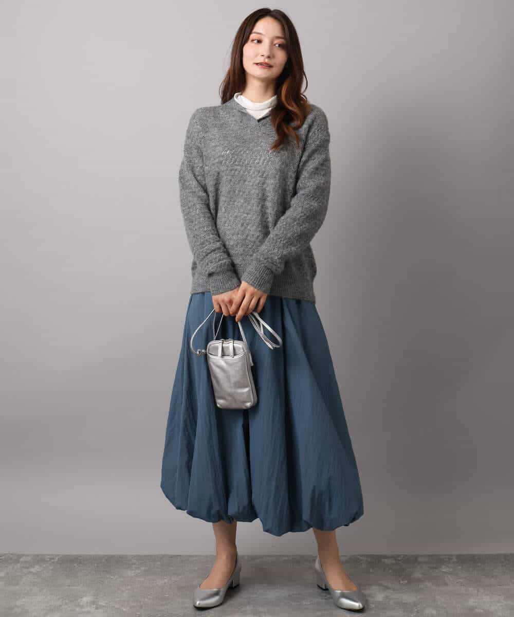 FKFAD42160 MK MICHEL KLEIN(MK ミッシェルクラン) 透かし編みニットフーディープルオーバー/洗える パープル
